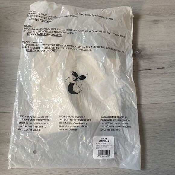 Good American Chunky Ribbed Tank Ivory 5 NWT in packaging - Picture 6 of 8